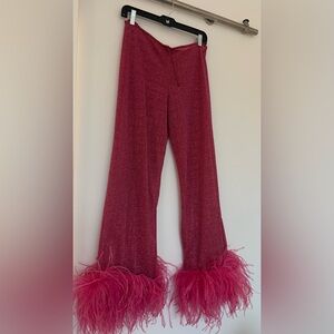 Oserée Mettalic Pink Feathered Pants